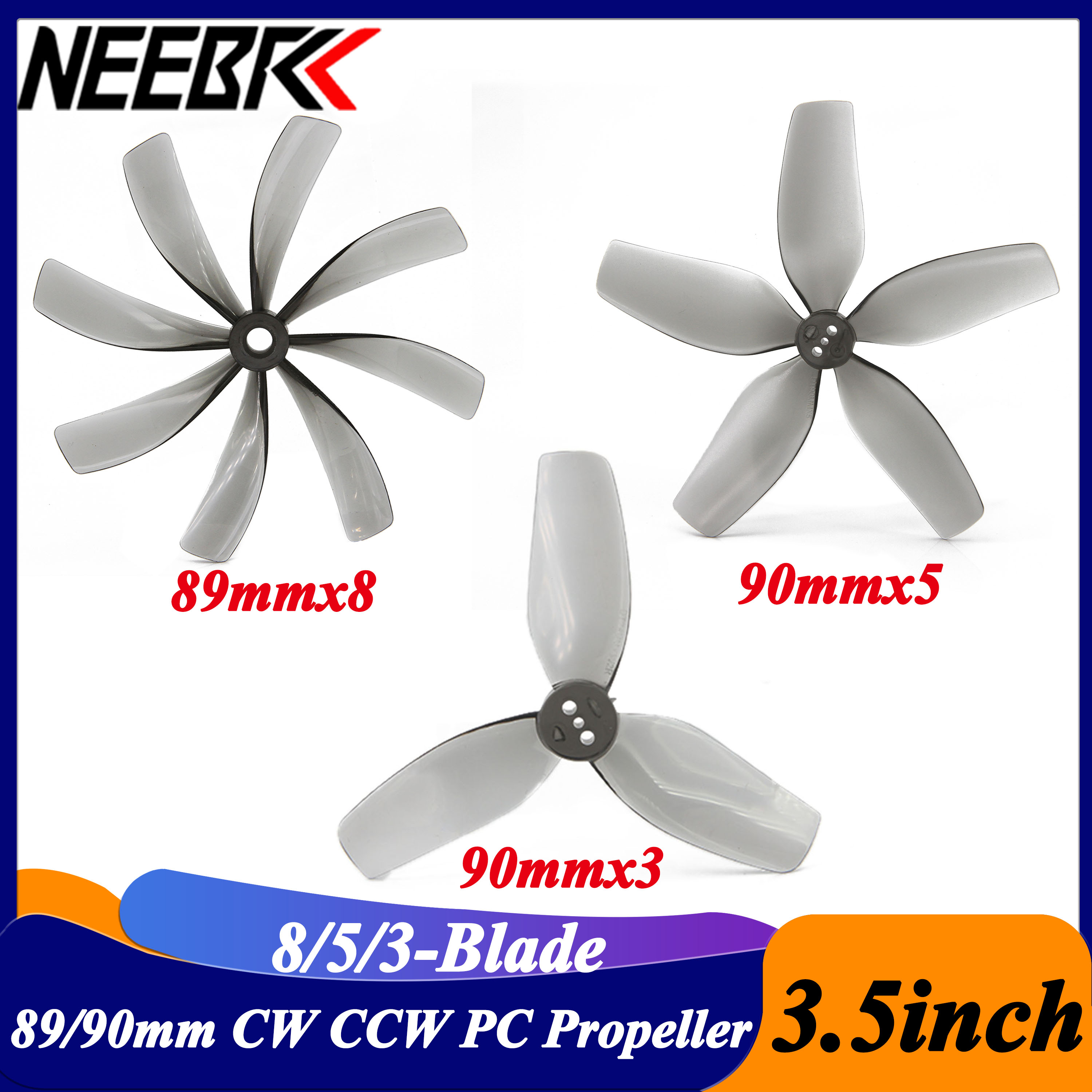 Fpv Drone Motor - 2Pairs 3.5inch 89x8 90x5 90x3 8/5/3-blade