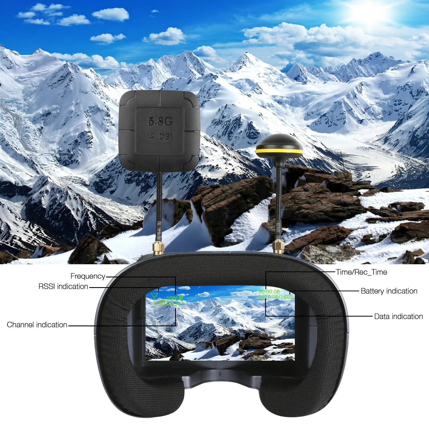 5.8G 40CH 4.3 Inch 800*480 Vid - Fpv Drone Goggles 리뷰 및 가격